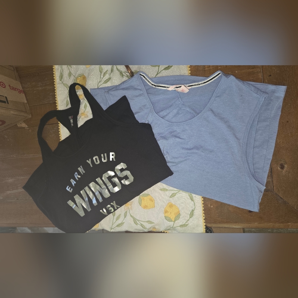 Victoria's Secret Black and Blue Tank Top Set - M